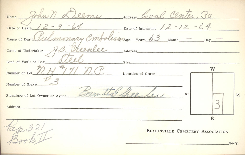 burial card
